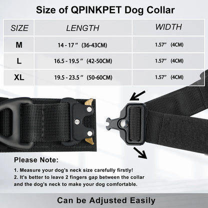 AirTag Tactical Dog Collar with Handle: Military-Grade Collar for Large and Medium Dogs - Features Metal Buckle for Extra Security