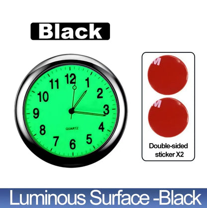 Luminous Stick-On Car Clock – Mini Quartz Digital Dashboard Watch, Glow-in-the-Dark Auto Interior Time Ornament & Car Accessory Gift
