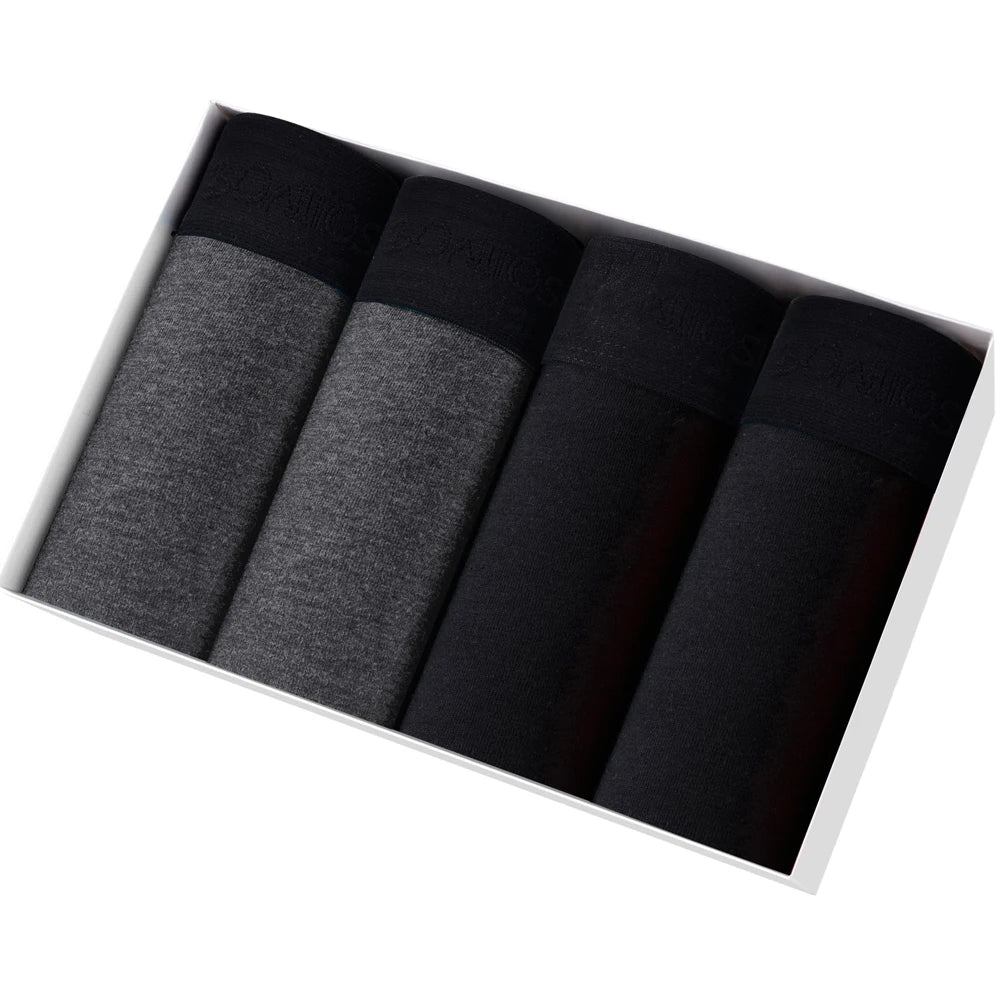 4pcs Men Cotton Boxer Shorts - Soft Comfortable Male Underwear Briefs Couple Boxers Set