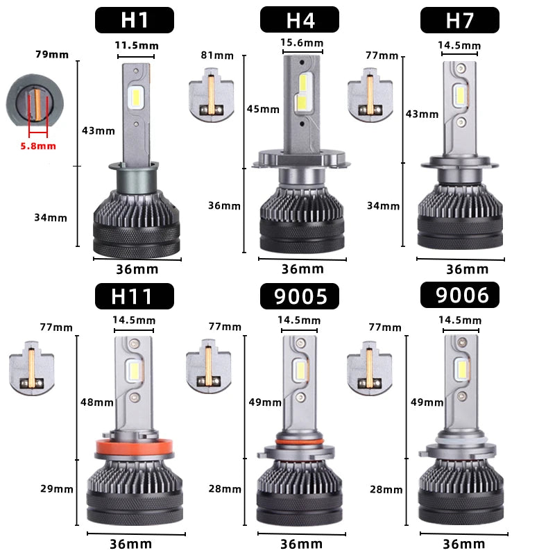 DAWNKNIGHT K5C 110W LED Headlight Bulb — 4300K Double Copper Tube for Car H1/H4/H7/H11/HB3 9005/HB4 9006