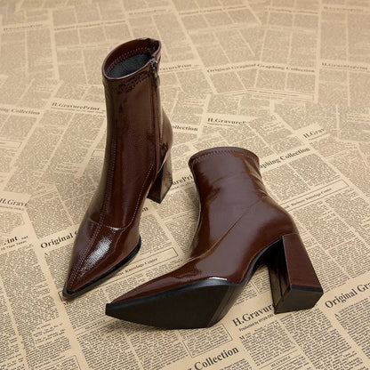 2024 High Heel Ankle Boots – Pointed Toe, Sexy Side Zip Women's Classic Daily Boots