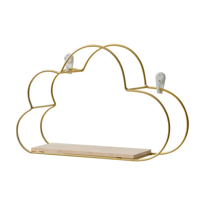 Creative Cloud Iron Shelving Wall Shelf – Nordic Style Wooden Clapboard for Children's Room Decoration and Display