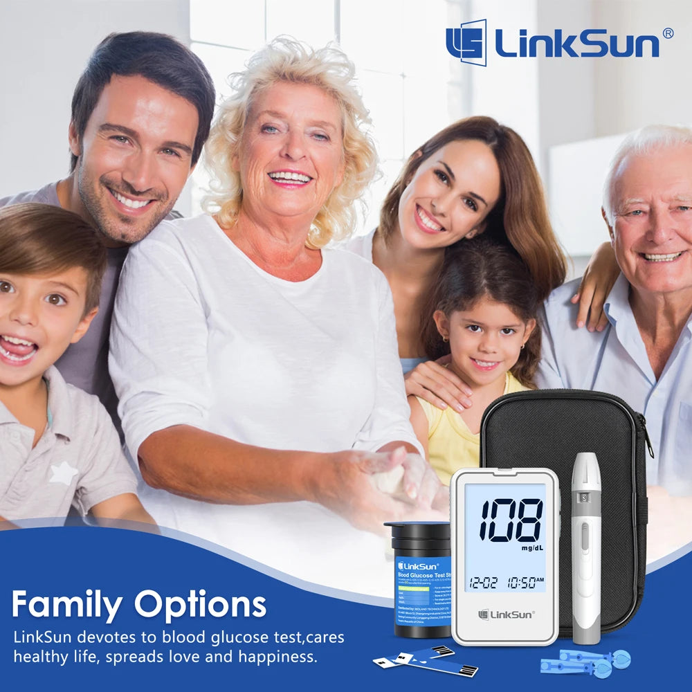 G-425-2 Linksun Blood Glucose Meter - Digital Blood Sugar Monitor with 50 or 100 Test Strips for Diabetes Testing