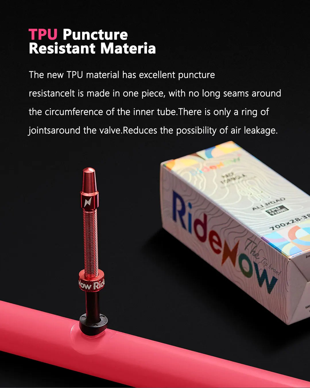 Ridenow Metal Nozzle TPU Inner Tube – External Thread, 700x18-32c Road Bike Inner Tire