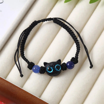 Luminous Cat Matching Bracelets for Couples | Glow-in-the-Dark Black & White Friendship Bangles | Cute Gift for Him & Her