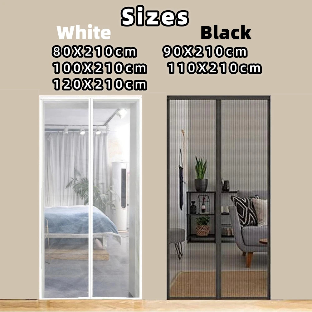 New No-Punch Magnetic Screen Door Curtain - Automatic Closing Anti-Mosquito Insect Fly Bug Protection for Household Ventilation