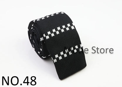 Classic Knit Neck Tie for Men — 6cm Plaid & Dots Casual Business Wedding Tie