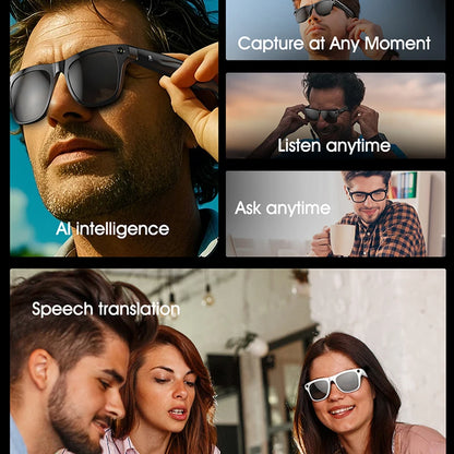 AI Smart Glasses with Camera — Bluetooth Calls, Voice Assistant, Navigation, Waterproof Smart Sports Wearable