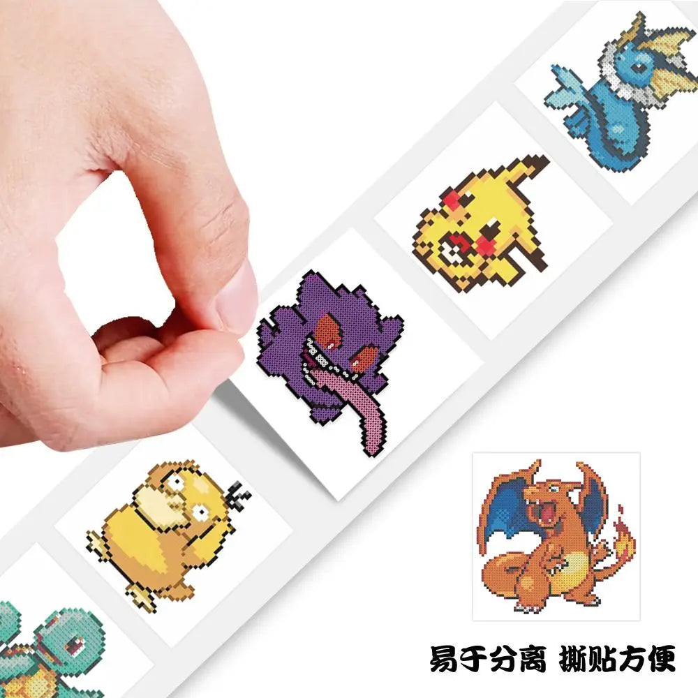 Pokemon Pikachu Pixel Stickers – 500PCS Cartoon Anime Sealing Decals for Laptops, DIY Crafts, Journals & Gifts