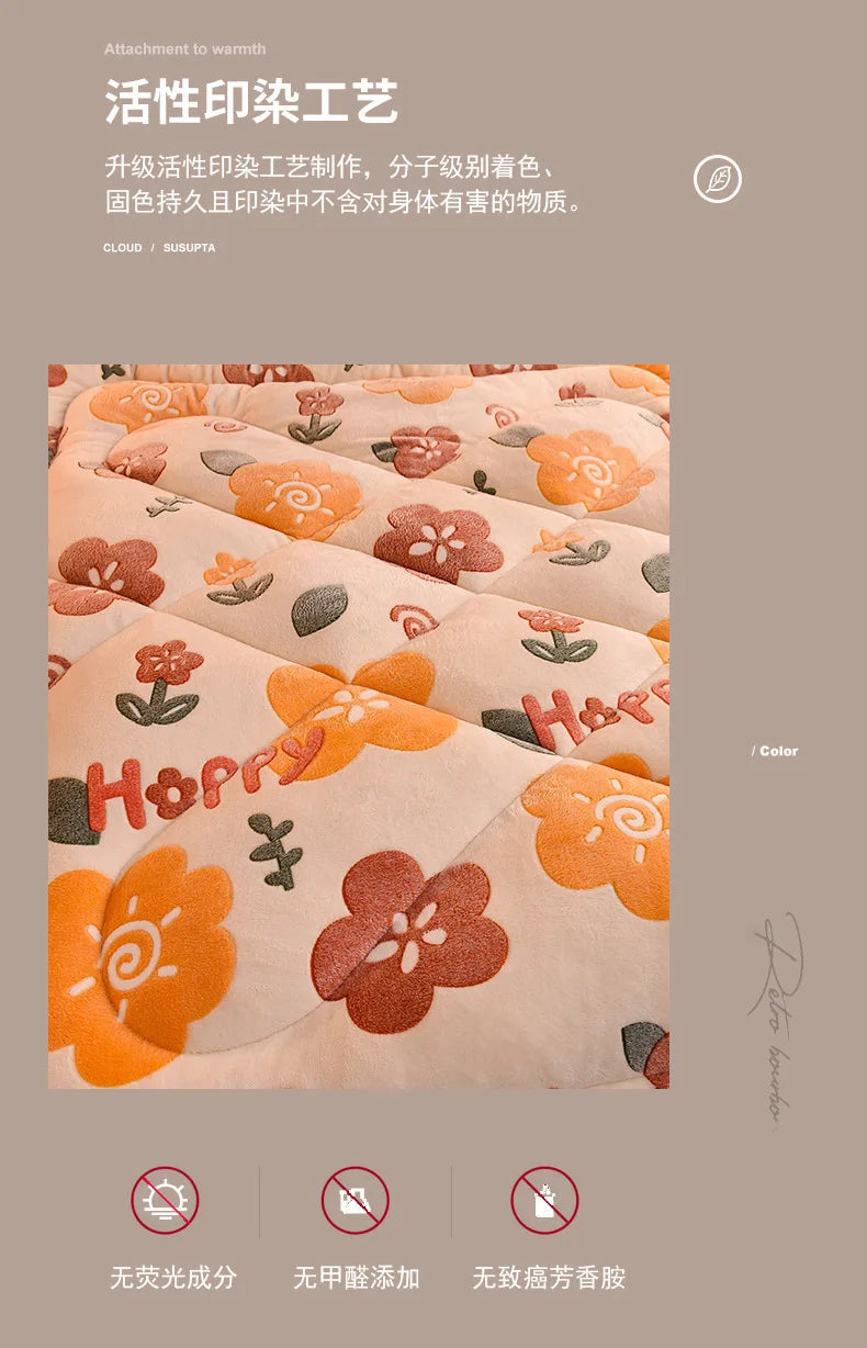 Plush Winter Lamb Velvet Quilt – Thickened Cotton, Double-Sided Warm Lamb Wool Blanket for Single & Double Beds