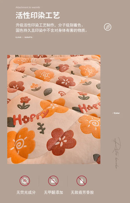Plush Winter Lamb Velvet Quilt – Thickened Cotton, Double-Sided Warm Lamb Wool Blanket for Single & Double Beds
