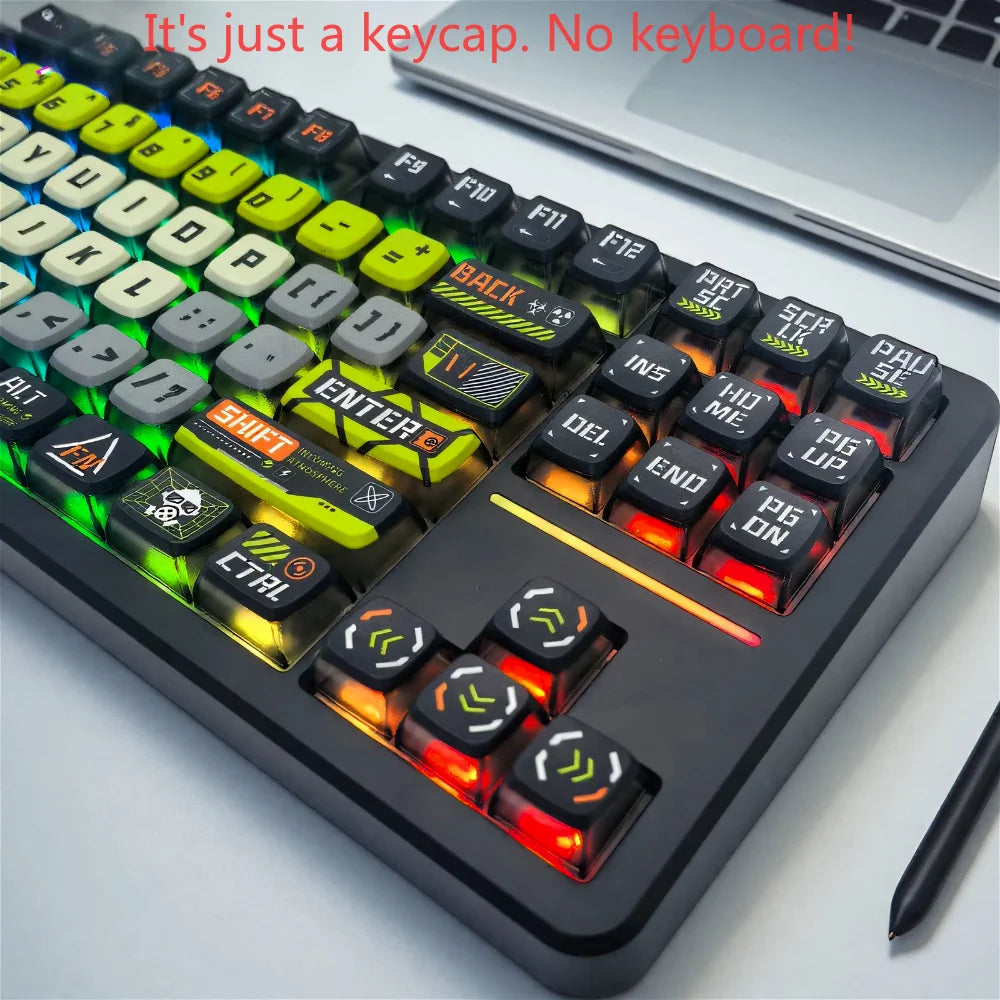 Doomsday Crossing 125-Key Keycap Set - Translucent Pudding PBT+PC Keycaps for MX Switch Mechanical Keyboards