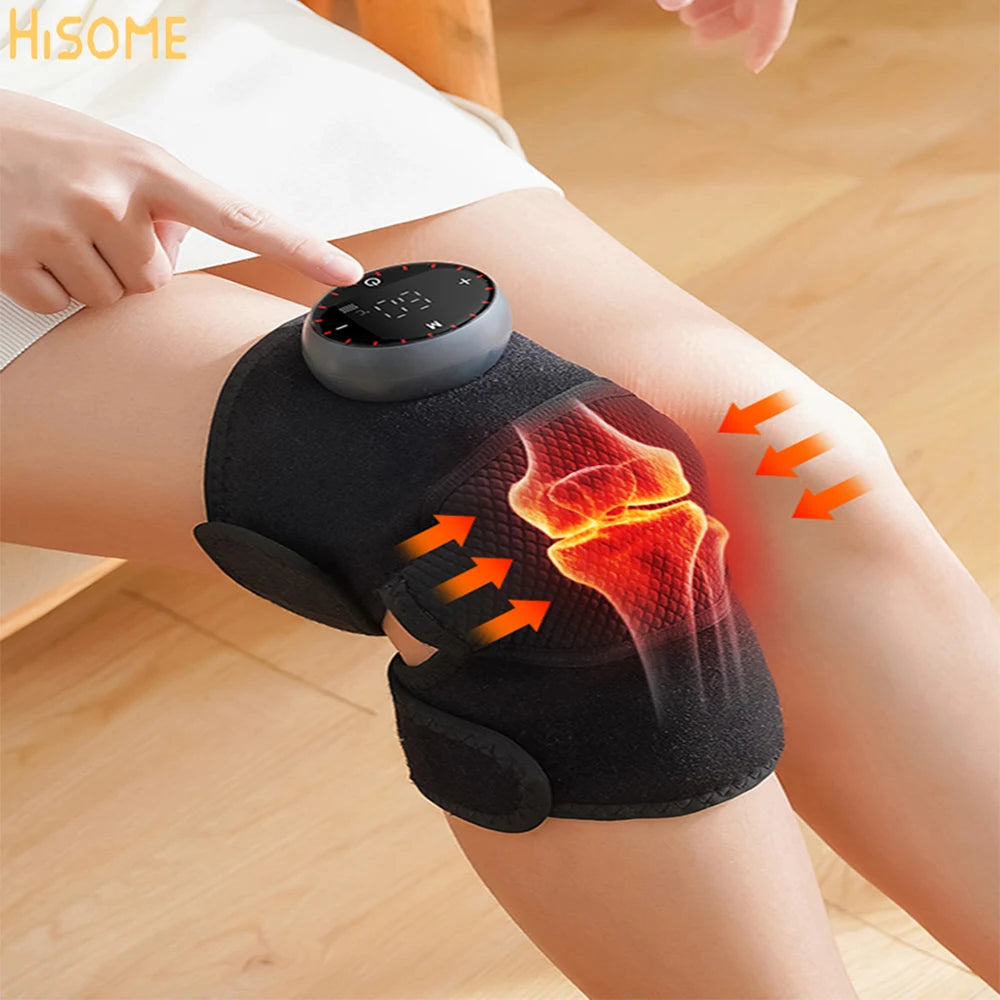 USB Heated Knee Massager - Far Infrared Joint Support Pad with 5-Level Heat and Massage Controls