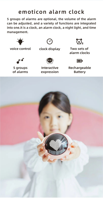 Cute Cartoon Digital Alarm Clock for Kids – Emotion Table Clock with Light for Bedroom & Desktop