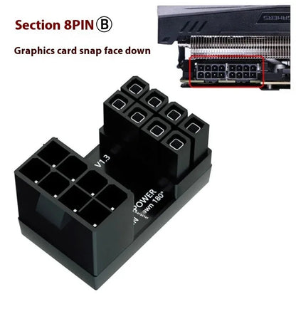 180° Rotating PCIe GPU Power Adapter Connector 6Pin/8Pin LDPCSJ Graphics Card PSU Elbow Steering Cable Adapter
