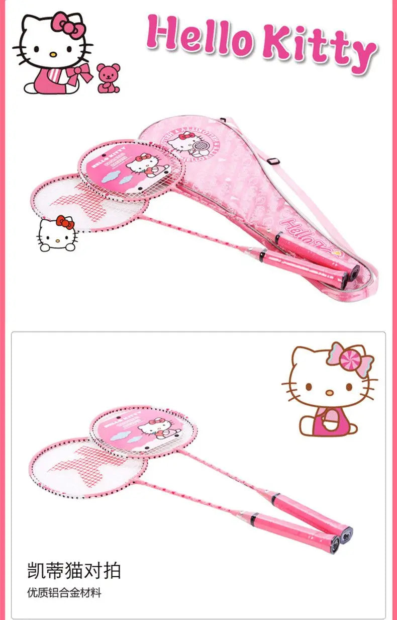 Hello Kitty Kawaii Anime Badminton Racket Set – Ultra-Light Durable Double Rackets, Cute Sports Gift