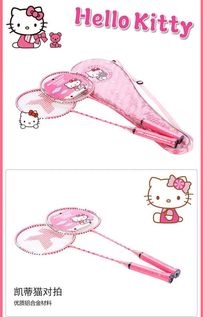 Hello Kitty Kawaii Anime Badminton Racket Set – Ultra-Light Durable Double Rackets, Cute Sports Gift