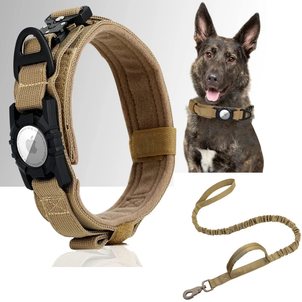 Adjustable Nylon AirTag Dog Collar with Metal Buckle – Anti-Lost Tactical Pet Tracking Accessory