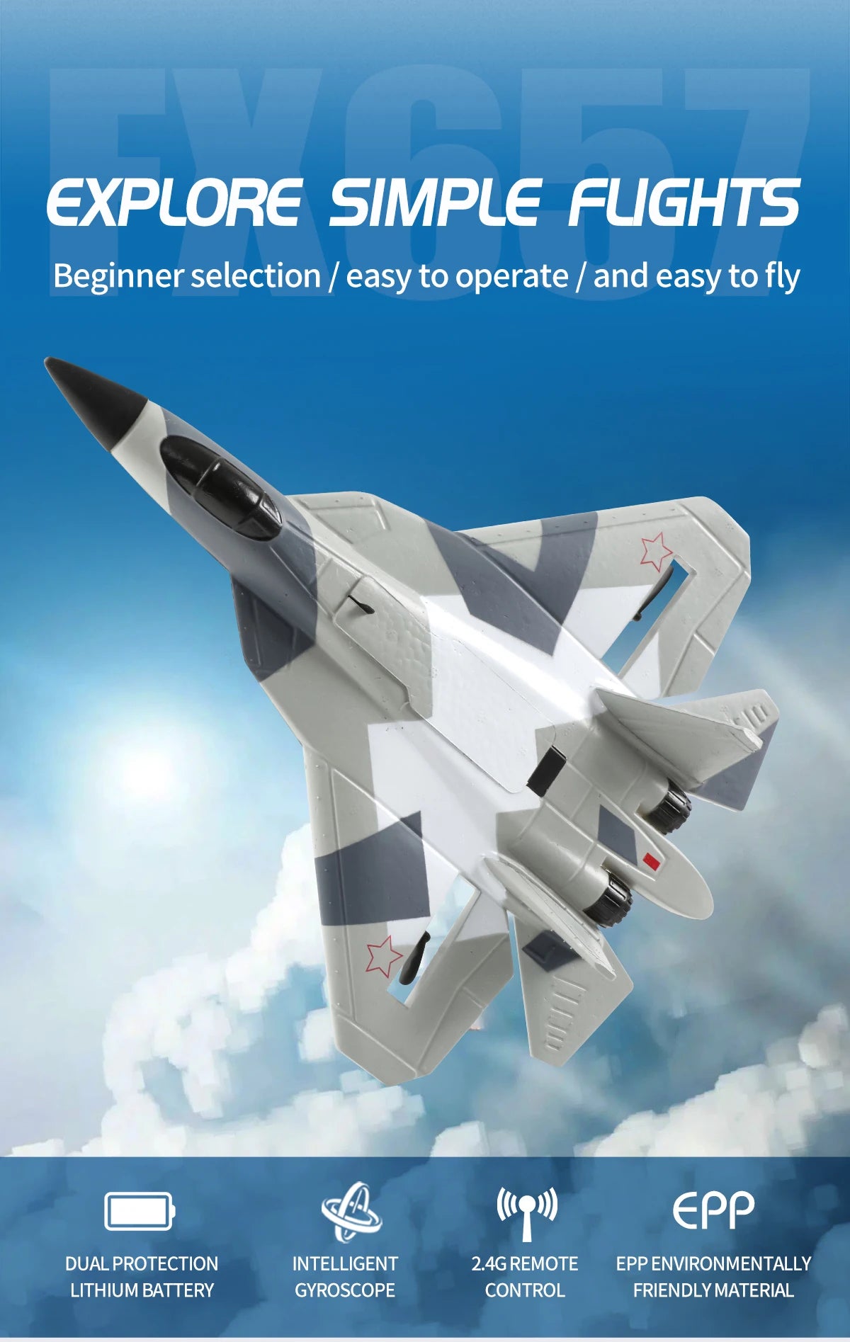 RC SU-35 Foam Fighter Jet – 2.4G Remote Control Glider Airplane Toy for Kids & Boys