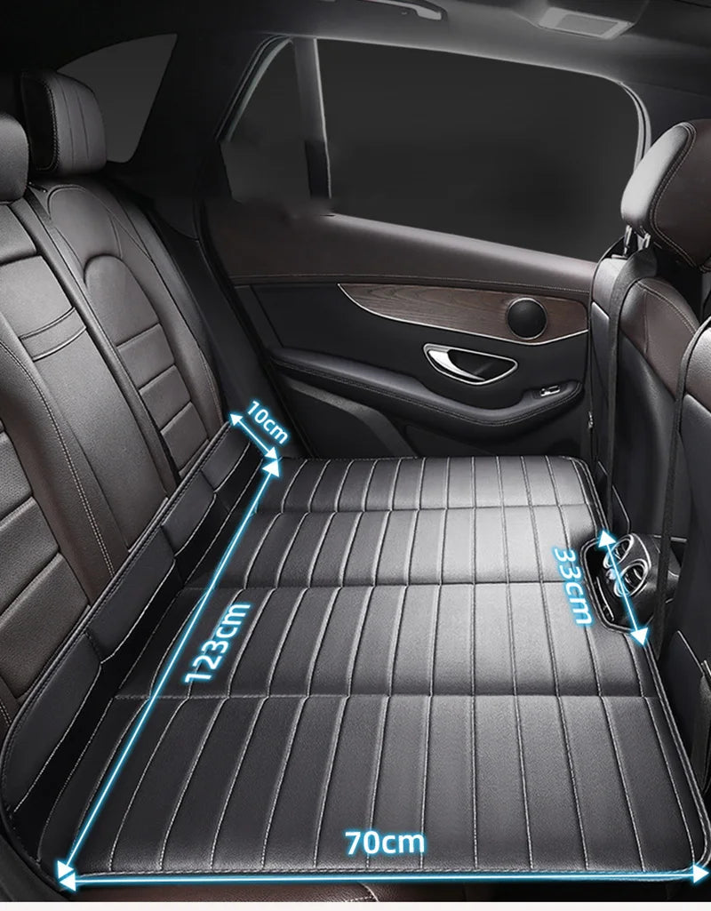 Foldable Car Travel Bed for Rear Seat – Wear-Resistant PU Sleeping Pad Mattress for SUV & Sedan Trips