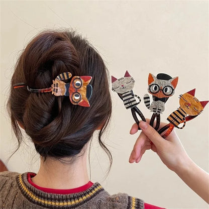 Cute Cartoon Cat Hair Clips — Acrylic Twist Claw Barrettes & Hairpins for Girls and Women