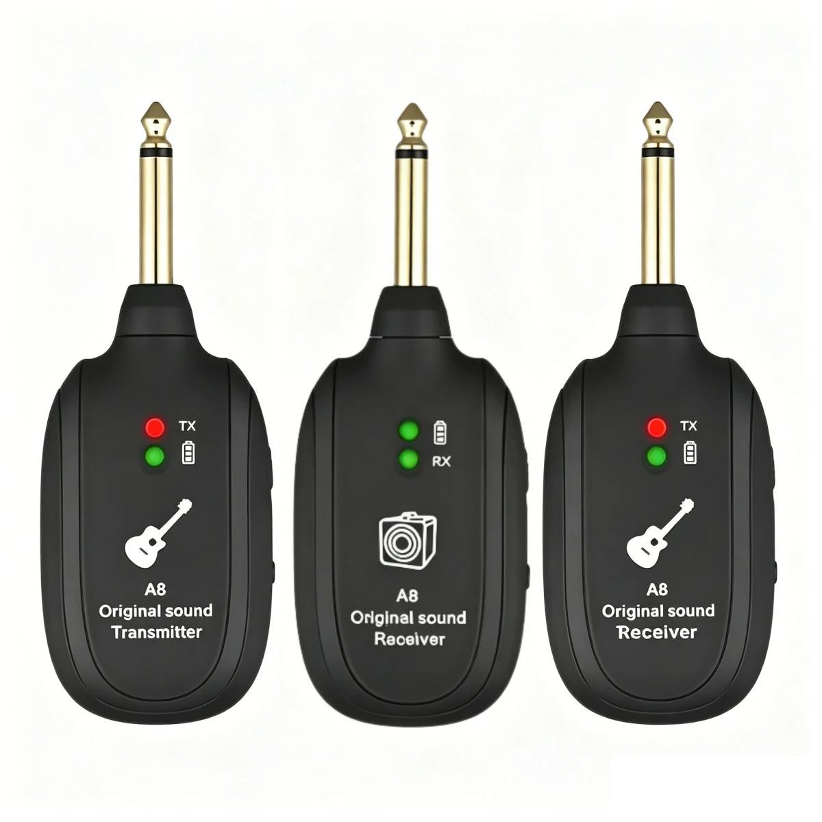 Miwayer A8 Wireless Guitar System - Rechargeable Transmitter and Receiver for Electric Guitar and Bass