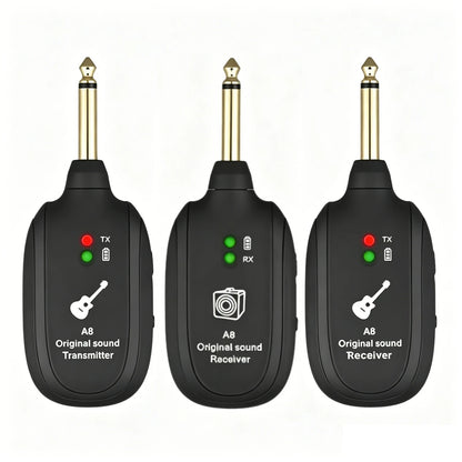 Miwayer A8 Wireless Guitar System - Rechargeable Transmitter and Receiver for Electric Guitar and Bass