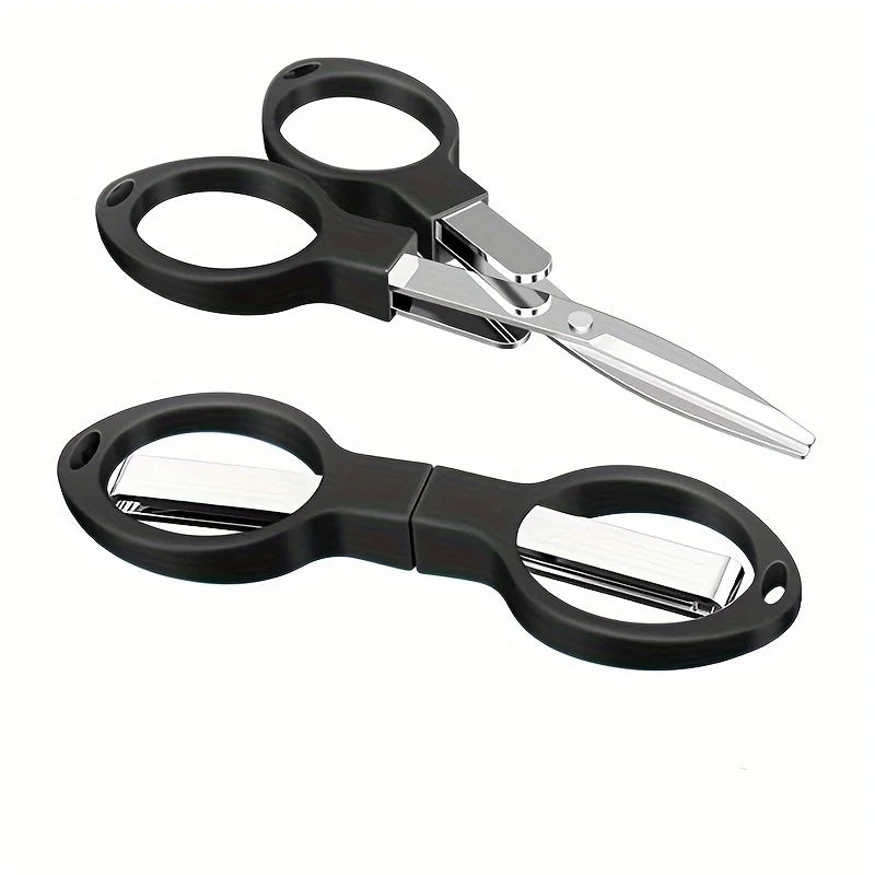 Stainless Steel Folding Scissors - Retractable Portable Cutting Tool for Travel, Outdoor & Everyday Use