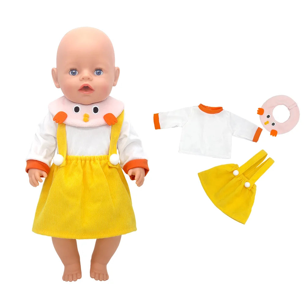 2023 New Doll Outfit Set – Cute Jumpers & Rompers for 17-Inch / 43cm Baby Reborn Dolls
