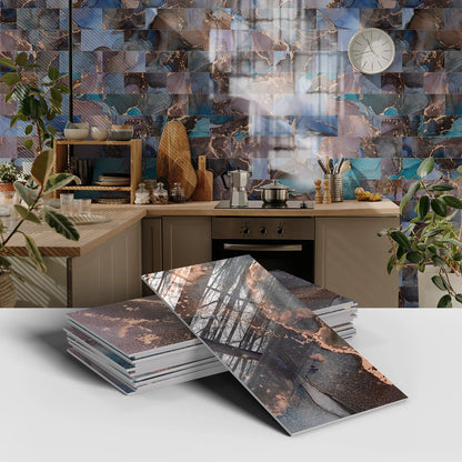 16PCS Marble Pattern Wall Stickers - Waterproof Oil-Proof PET Foam Kitchen Backsplash & Decorative Wallpaper Panels