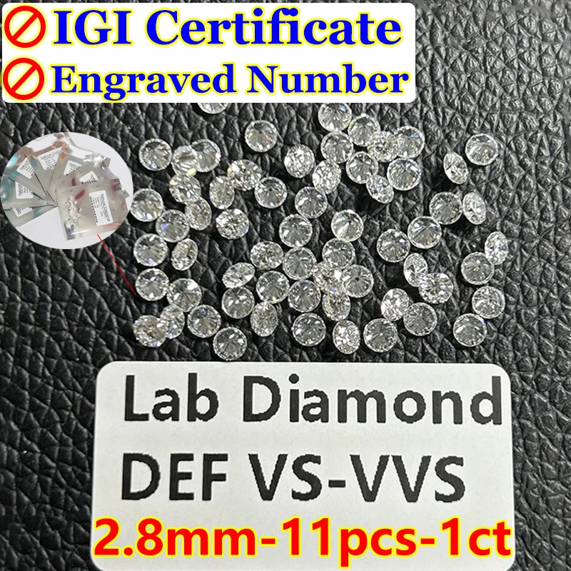 0.1–5CT Super White Lab-Grown Diamond Loose — IGI/GIA Certified, HPHT & CVD, DEFG VVS-SI, Diamond Tester Approved for Wedding Jewelry