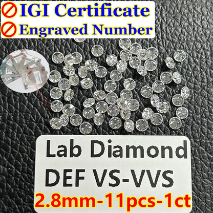 0.1–5CT Super White Lab-Grown Diamond Loose — IGI/GIA Certified, HPHT & CVD, DEFG VVS-SI, Diamond Tester Approved for Wedding Jewelry