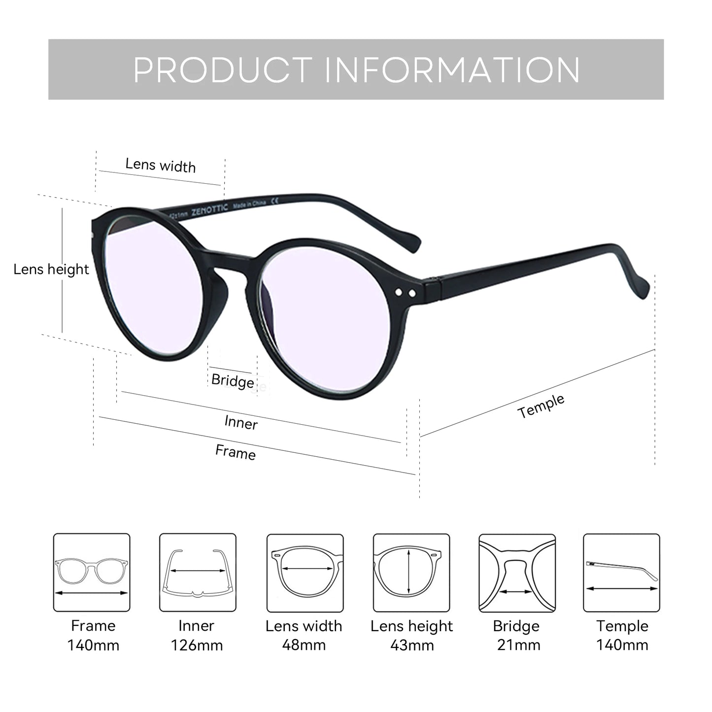 ZENOTTIC 2025 Retro Reading Glasses – Anti-Blue Light Blocking Eyeglasses for Women & Men, Diopter 0 to 4.0
