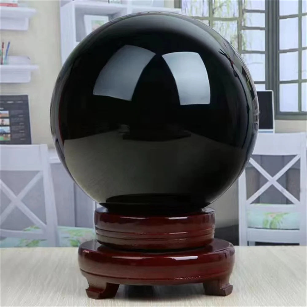 Natural Black Obsidian Healing Sphere – Reiki Crystal Magic Ball for Feng Shui & Home Decor