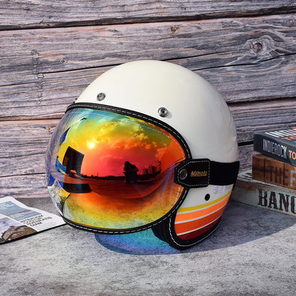 Universal Motorcycle Helmet Sun Visor – Anti-UV Windproof Bubble Lens for Open Face 3/4 Helmets