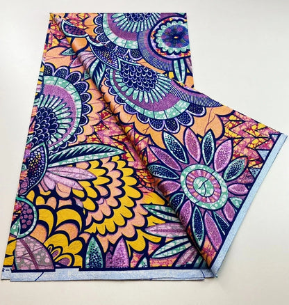 Original African Wax Print Fabric - 6 Yards 100% Cotton Nigerian Ankara Sewing Material for Women’s Dresses
