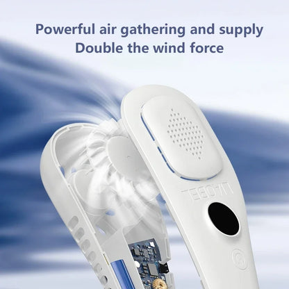 Lenovo Portable Neck Bladeless Fan 2026 – USB Rechargeable Mini Ultra-Quiet Hanging Fan for Sports, Office & Outdoor Use