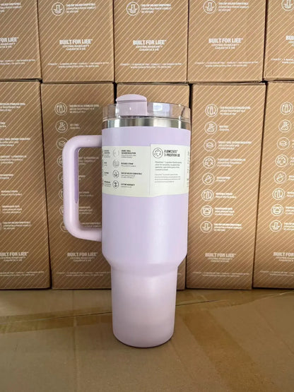 Stainless Steel Travel Mug with Straw Lid – 30oz/40oz Vacuum Insulated Car Cup, Double Wall Iced Thermal Tumbler