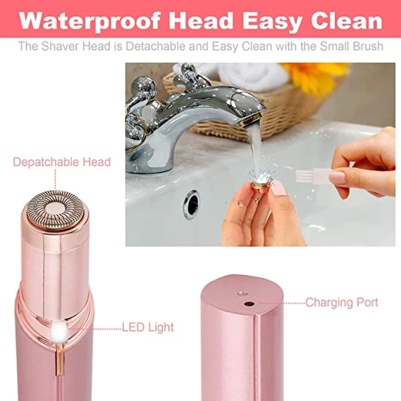 Electric Eyebrow Trimmer Mini Epilator – Lipstick Facial Hair Removal, Portable Painless Razor Tool for Women