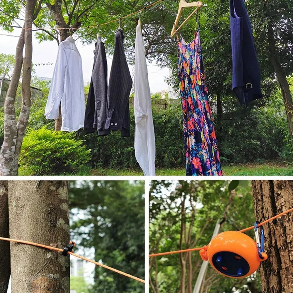 Retractable Outdoor Clothesline – Windproof Anti-Slip Laundry Drying Rope for Camping, Travel & Hotel Use