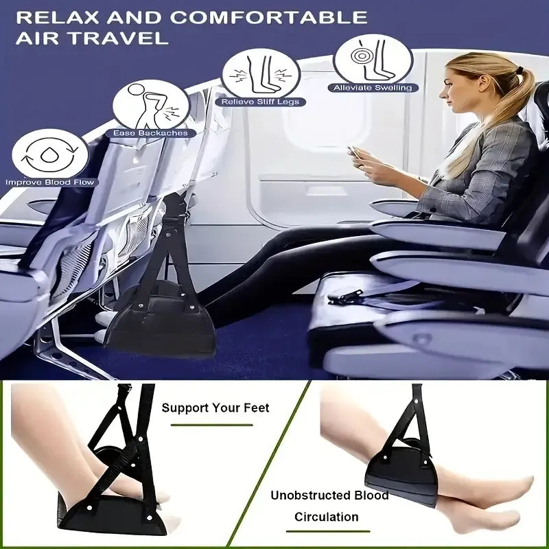 Adjustable Aircraft Leg Hammock | Office Hanging Footrest | Simple Leg Support for Travel & Car | Ergonomic Foot Pad Accessory