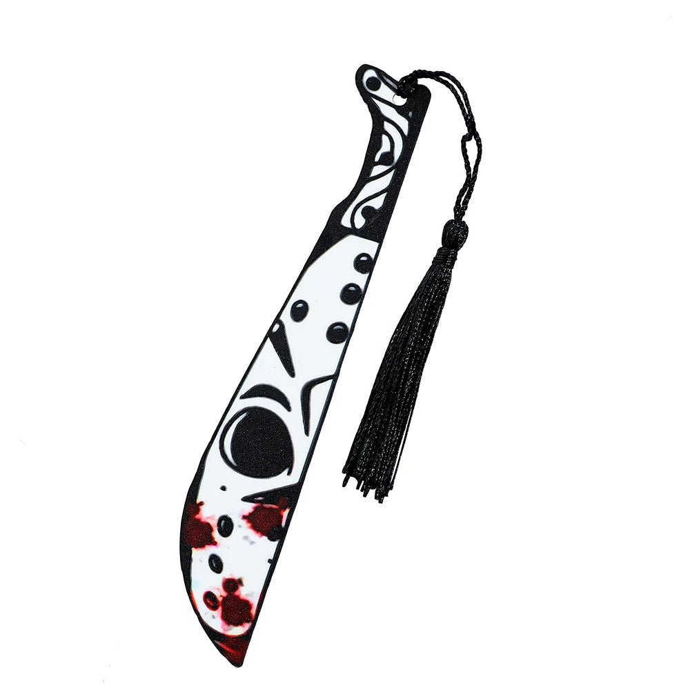 Horror Movie Fan Bookmark — Knife-Shaped Acrylic Bookmark with Tassel for Study & Reading