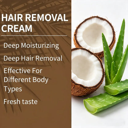 50g Coconut Hair Removal Cream - Smooth Skin Depilatory Cream for Lips, Underarms & Legs
