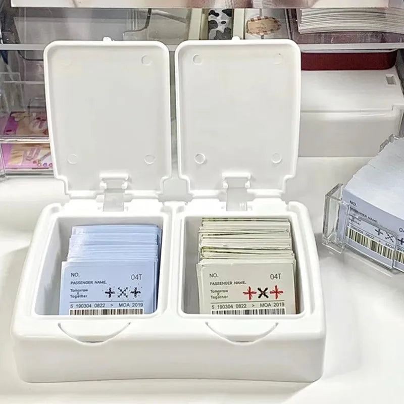 Pop-Up Small Card Storage Box | Desktop Organizer with Classification Drawer | Dustproof Photocard Holder and Jewelry Container