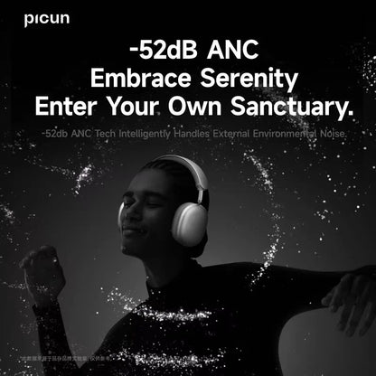 Picun F8 Pro ANC Wireless Headphones - 3D Spatial Audio Bluetooth Headset with HD Mic & Low Latency App Support