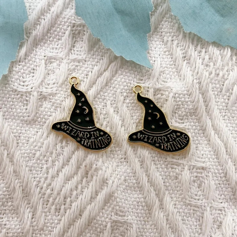 10-Piece Alloy Magic School Charms - Cartoon Pendant Accessories for DIY Keychains, Earrings, and Jewelry Making