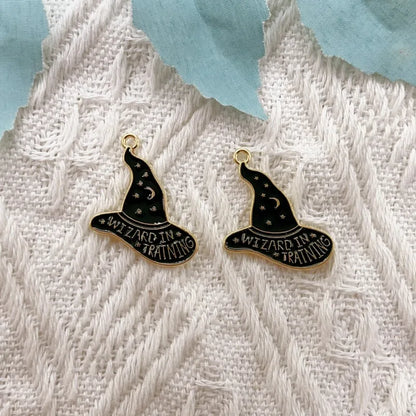 10-Piece Alloy Magic School Charms - Cartoon Pendant Accessories for DIY Keychains, Earrings, and Jewelry Making