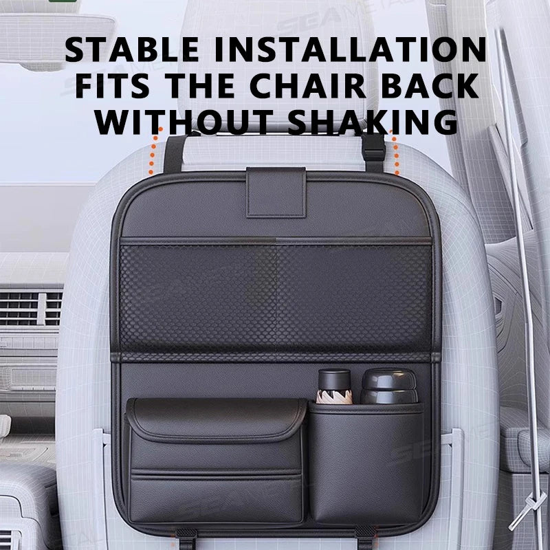 SEAMETAL Car Seat Back Organizer – Large Capacity Multi-Pocket Storage Bag with Foldable Tablet Tray