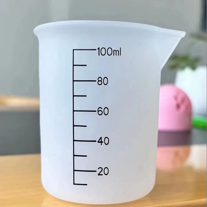 3PCS 100ml Silicone Measuring Cups Set – Dual Scale (ml/oz) Non-Stick Epoxy Resin Mixing Tools for Jewelry Casting & Wax Molds