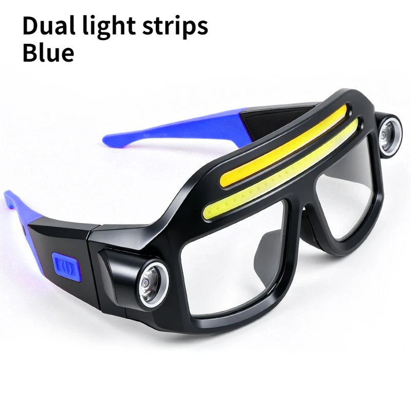 Rechargeable COB LED Glasses Headlight - USB-C Waterproof Adjustable Work Light for Car Repair